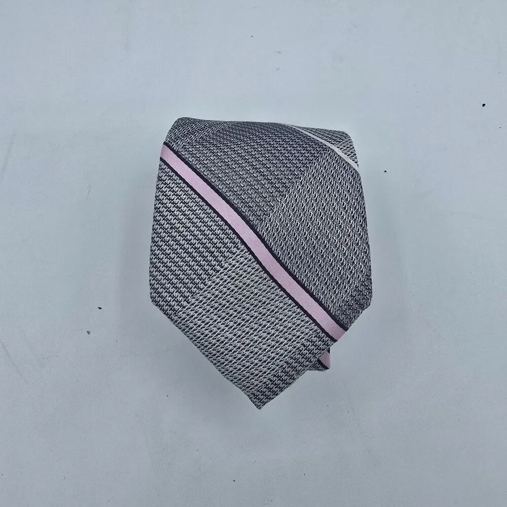 Necktie Mens Vintage DKNY Tie, Grey Pink 100% Silk, measurement are 56 by 3 inch